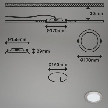 Briloner 7286-012 - LED Kylpyhuoneen upotettava valo LED/12W/230V IP44