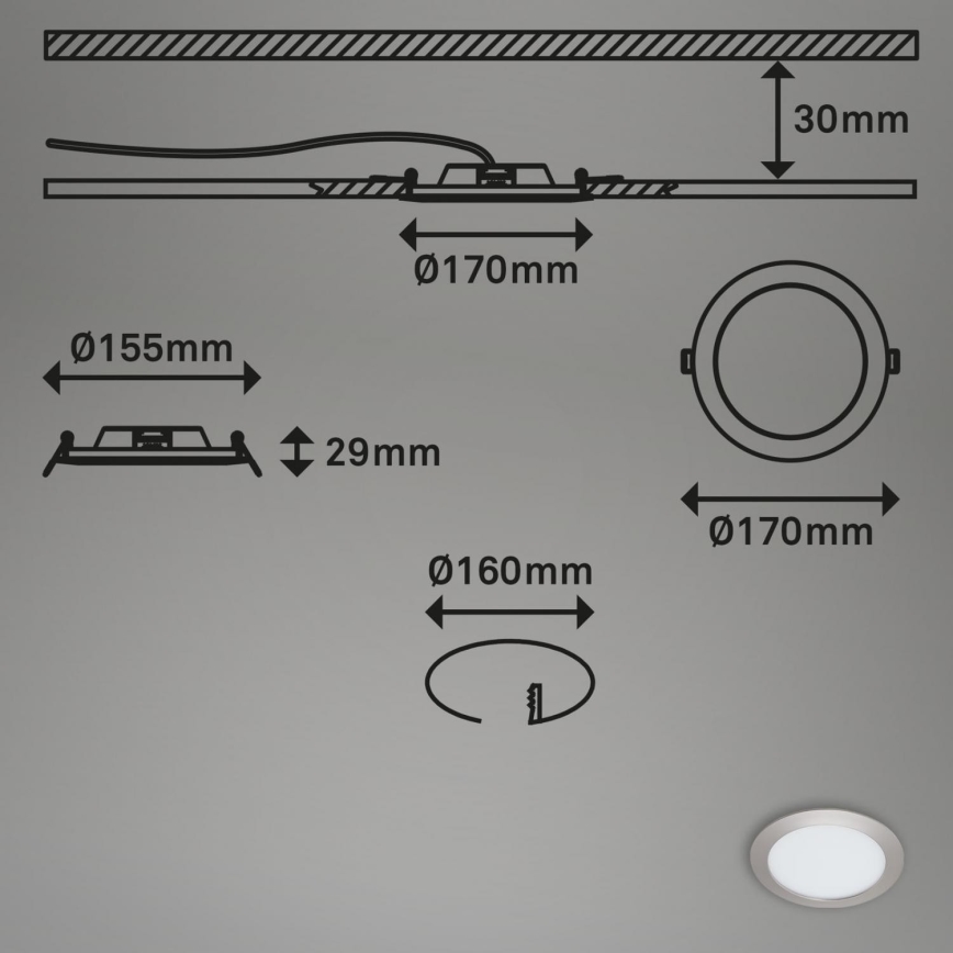 Briloner 7286-012 - LED Kylpyhuoneen upotettava valo LED/12W/230V IP44