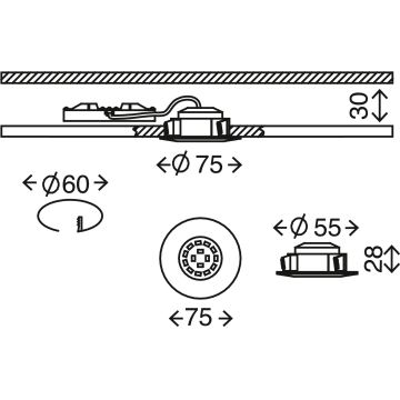 Briloner 7295-011 - LED Himmennettävä upotettava kylpyhuonevalaisin ATTACH LED/6,5W/230V IP44