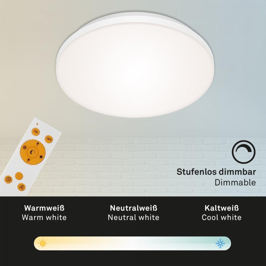 Briloner 7377-016 - Himmennettävä LED-kattovalaisin LED/12W/230V 3000-6500K + kauko-ohjaus