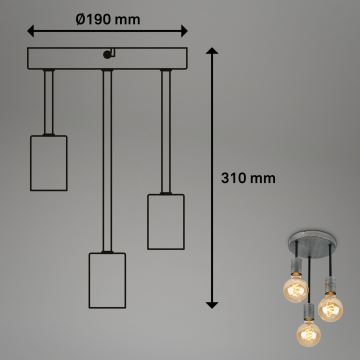 Briloner - Kattokruunu johdossa HENGA 3xE27/60W/230V