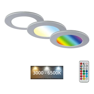 Briloner - SETTI 3x LED RGBW Himmennettävä kylpyhuoneen kattovalaisin LED/4,8W/230V 3000-6500K IP65 + kauko-ohjaus