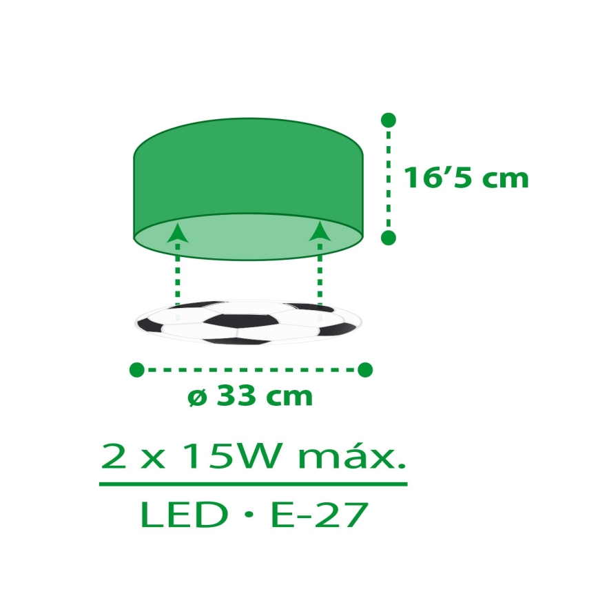 Dalber 41736 - Lasten kattovalaisin FOOTBALL 2xE27/15W/230V