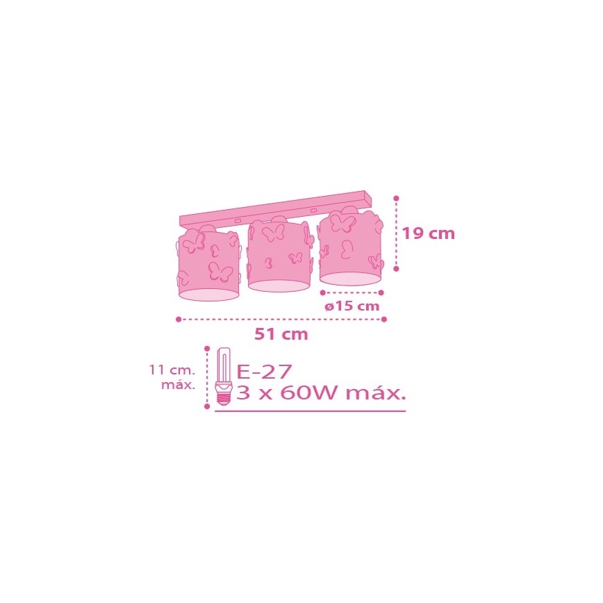 Dalber D-62143 - Lasten kattovalaisin PERHONEN 3xE27/60W/230V