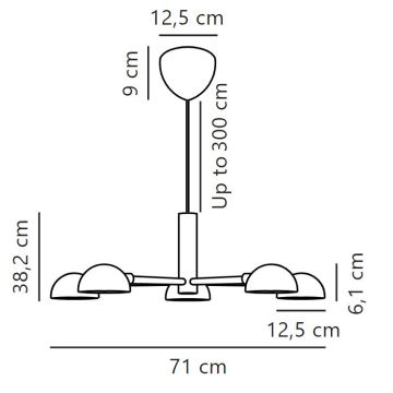 DFTP by Nordlux - Kattokruunu johdossa NOMI 5xE14/8W/230V musta