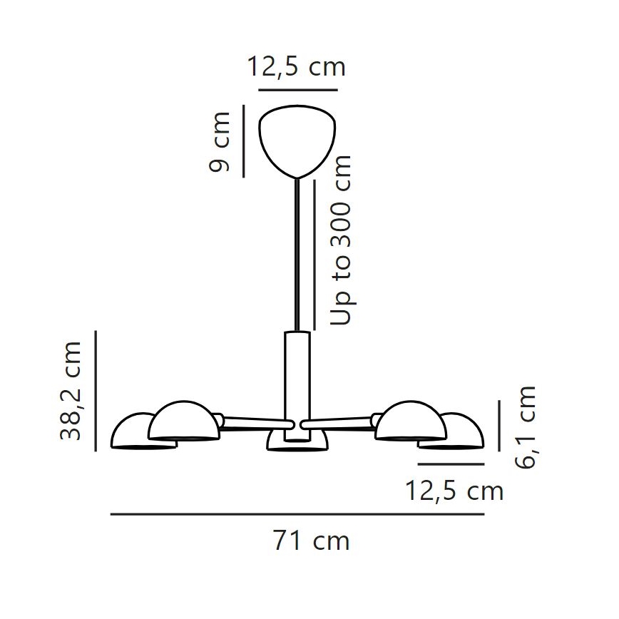 DFTP by Nordlux - Kattokruunu johdossa NOMI 5xE14/8W/230V musta