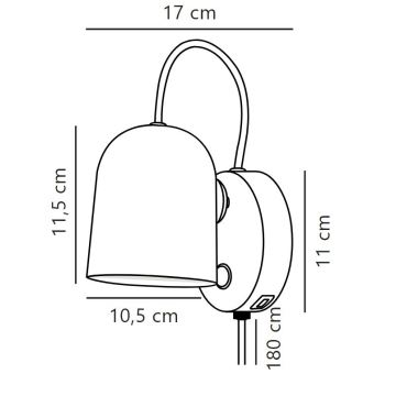 DFTP by Nordlux - Seinäkohdevalo kanssa USB port ANGLE 1xGU10/25W/230V musta