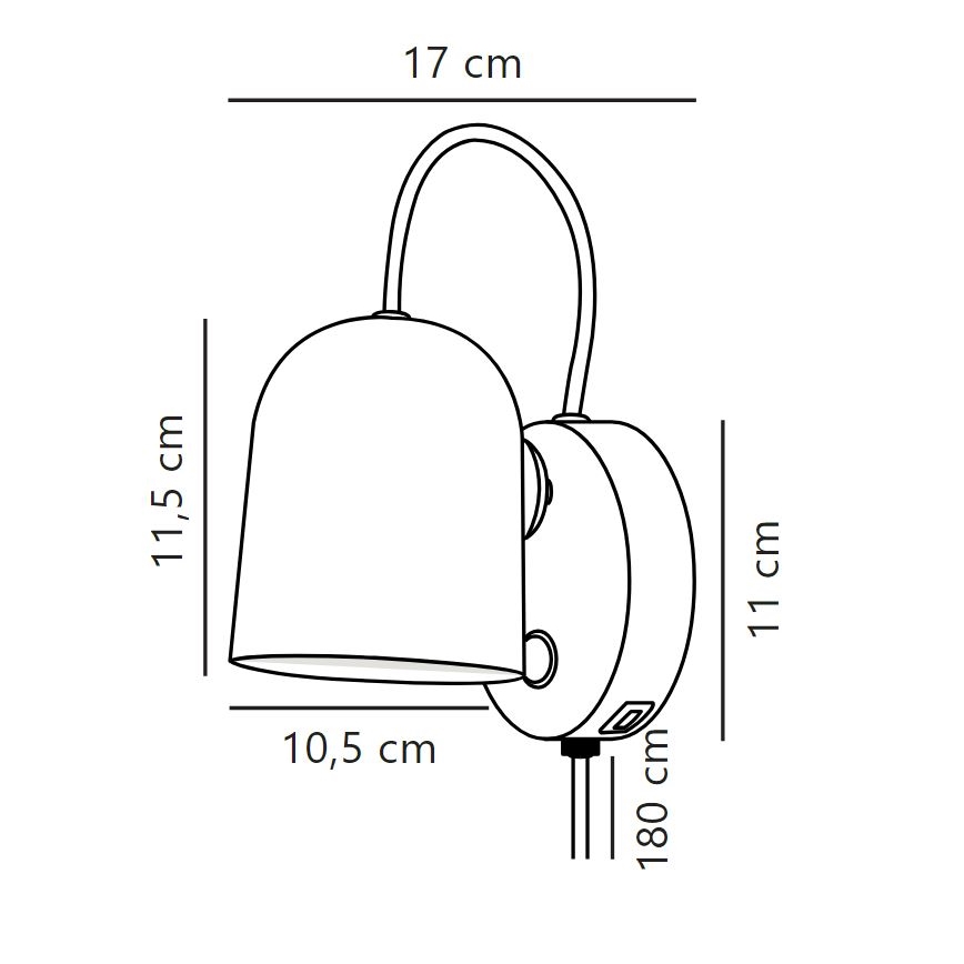 DFTP by Nordlux - Seinäkohdevalo kanssa USB port ANGLE 1xGU10/25W/230V musta