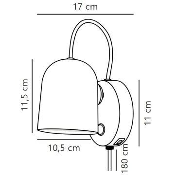 DFTP by Nordlux - Seinäkohdevalo kanssa USB port ANGLE 1xGU10/25W/230V valkoinen