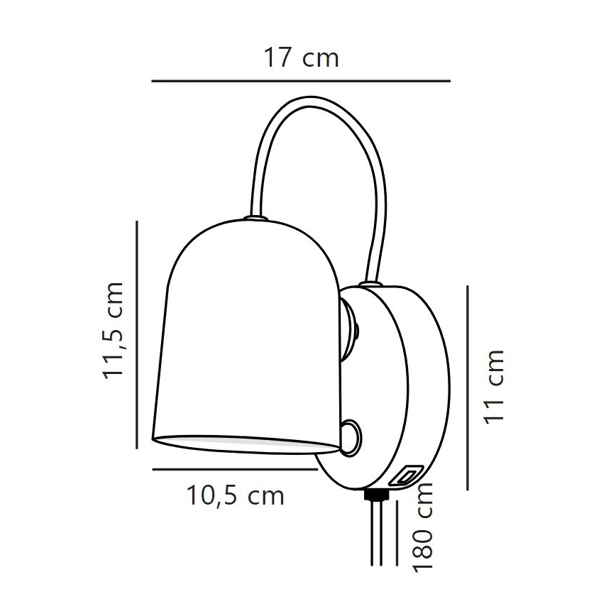 DFTP by Nordlux - Seinäkohdevalo kanssa USB port ANGLE 1xGU10/25W/230V valkoinen