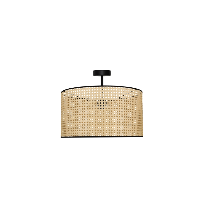 Duolla - Kiinteä kattokruunu ROLLER RATTAN 1xE27/15W/230V beige/musta