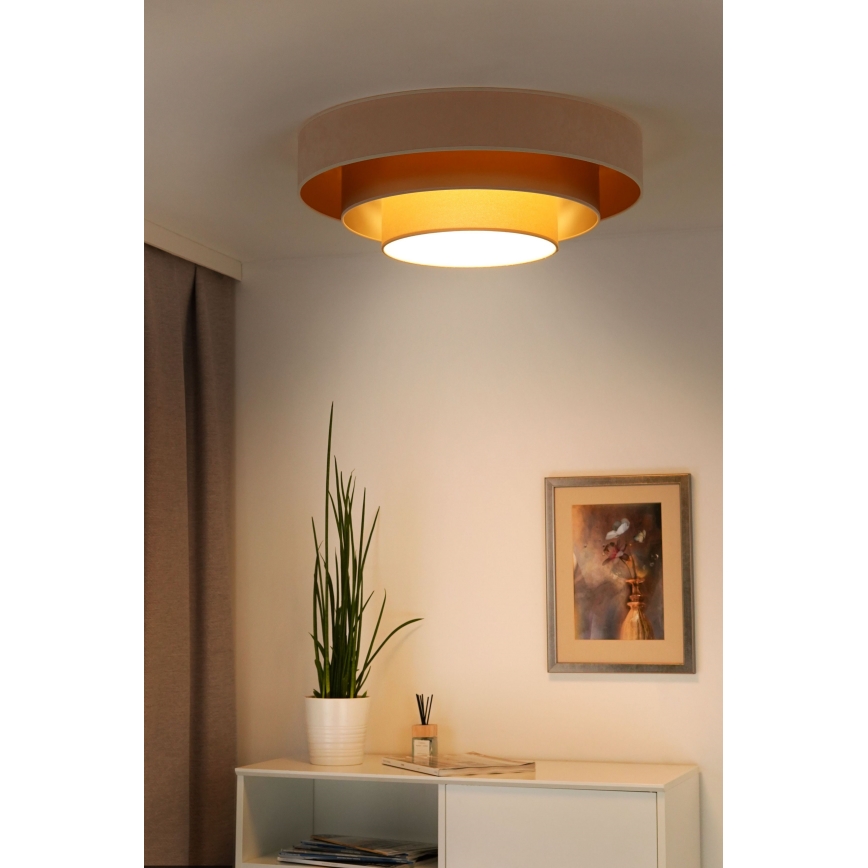 Duolla - LED-kattovalaisin LUNETA LED/26W/230V halkaisija 60 cm 4000K kerma/kulta/beige