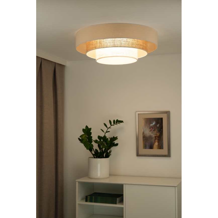 Duolla - LED-kattovalaisin LUNETA LED/26W/230V halkaisija 60 cm 4000K rottinki/beige/ruskea