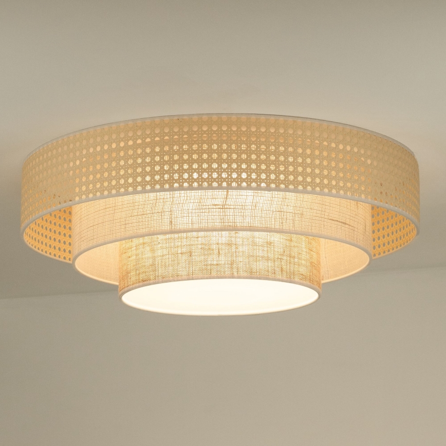 Duolla - LED-kattovalaisin LUNETA LED/26W/230V halkaisija 60 cm 4000K rottinki/beige/ruskea