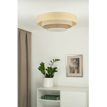 Duolla - LED-kattovalaisin LUNETA LED/26W/230V halkaisija 60 cm 4000K rottinki/beige/ruskea