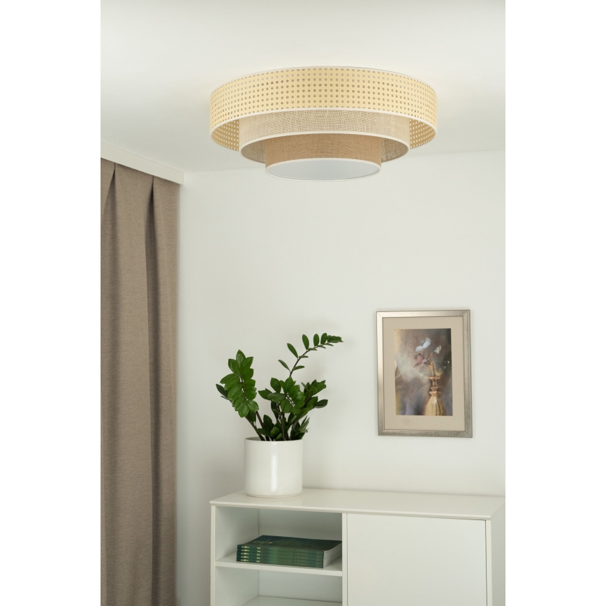 Duolla - LED-kattovalaisin LUNETA LED/26W/230V halkaisija 60 cm 4000K rottinki/beige/ruskea