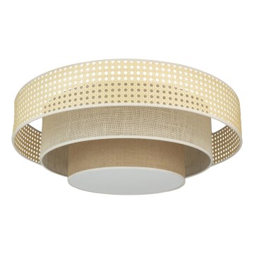 Duolla - LED-kattovalaisin LUNETA LED/26W/230V halkaisija 60 cm 4000K rottinki/beige/ruskea