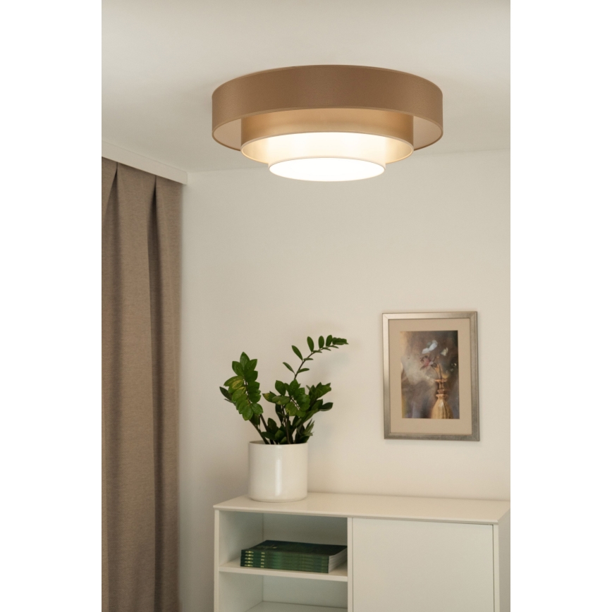 Duolla - LED-kattovalaisin LUNETA LED/26W/230V halkaisija 60 cm 4000K ruskea/kulta/valkoinen