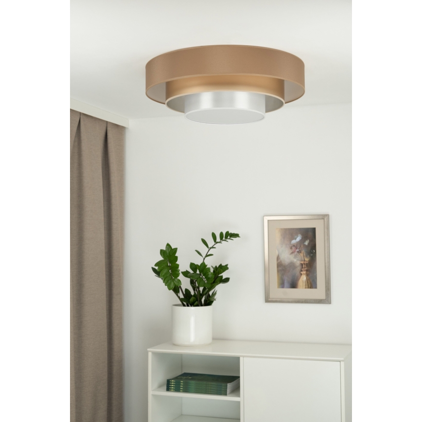 Duolla - LED-kattovalaisin LUNETA LED/26W/230V halkaisija 60 cm 4000K ruskea/kulta/valkoinen