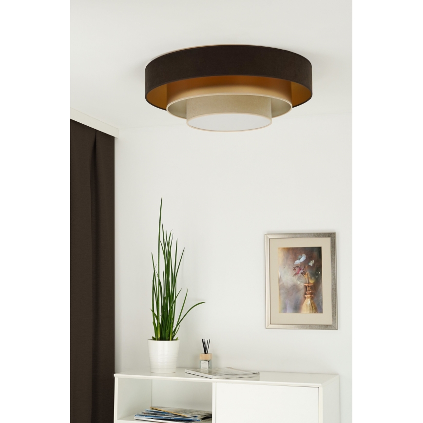 Duolla - LED-kattovalaisin LUNETA LED/26W/230V halkaisija 60 cm 4000K ruskea/kulta/kerma