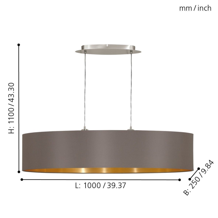 Eglo 31619 - Kattokruunu narulla MASERLO 2xE27/60W/230V