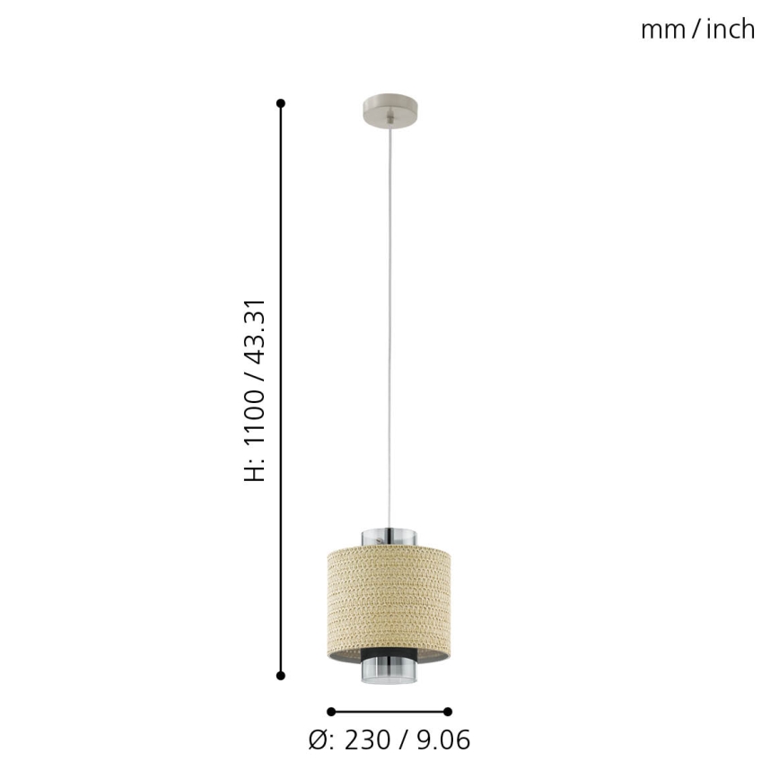 Eglo 43393 - Kattokruunu narulla MEDIOUNA 1xE27/40W/230V