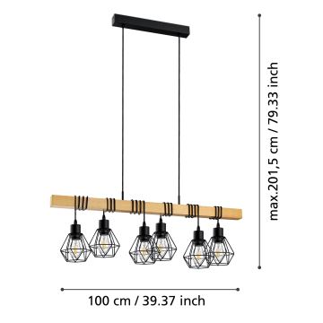 Eglo - Kattokruunu johdossa 6xE27/60W/230V - FSC sertifioitu