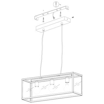 Eglo 49393 - Kattokruunu CHARTERHOUSE 3xE27/60W/230V