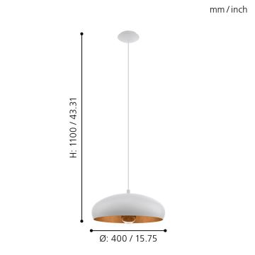 Eglo 94606 - Kattokruunu MOGANO 1xE27/60W/230V