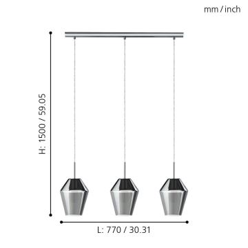 Eglo 96774 - Riippuvalaisin MURMILLO 3xE27/28W/230V