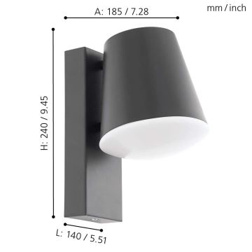 Eglo - LED Himmennettävä ulkoseinävalaisin CALDIERO-C 1xE27/9W/230V IP44