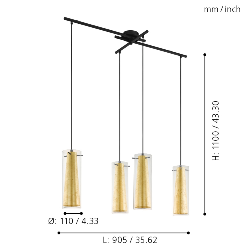 Eglo 97653 - Kattokruunu narulla PINTO GOLD 4xE27/60W/230V