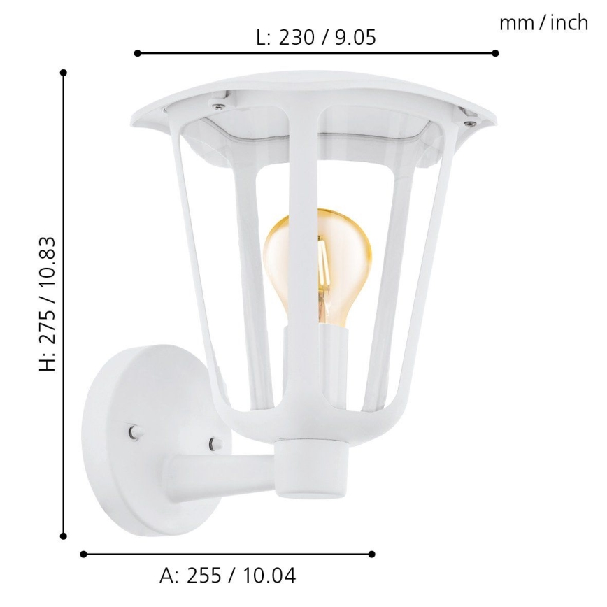 Eglo 98115 - Ulkoseinävalaisin MONREALE 1xE27/60W/230V valkoinen IP44