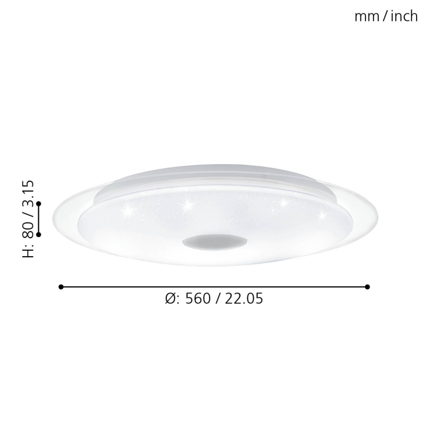 Eglo 98324 - Himmennettävä LED-kattovalaisin LANCIANO LED/36W/230V + kauko-ohjaus