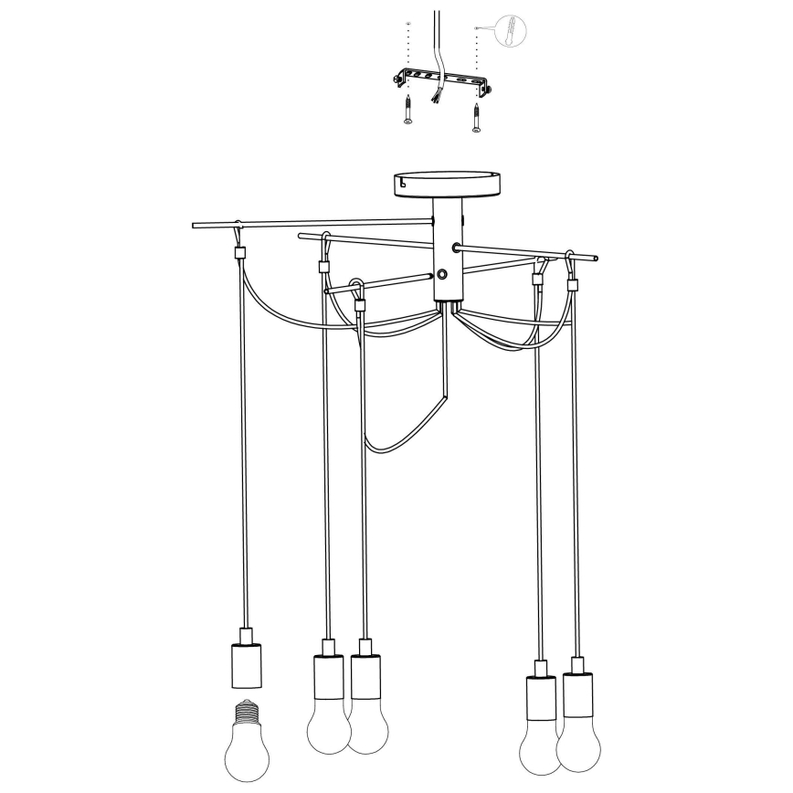 Eglo 98679 - Kattokruunu narulla MUSARA 6xE27/60W/230V