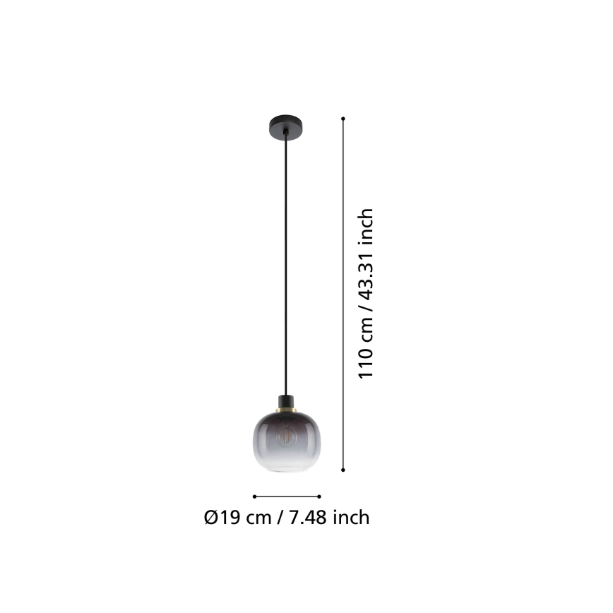 Eglo - Kattokruunu johdossa 1xE27/40W/230V harmaa