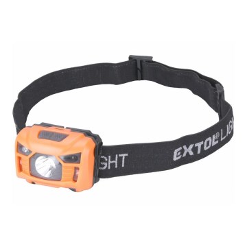 Extol - LED-otsalappu anturilla LED/3W/1200 mAh/3,7V oranssi/musta