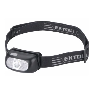 Extol - LED-otsalappu LED/5W/1000 mAh/3,7V IPX5 musta