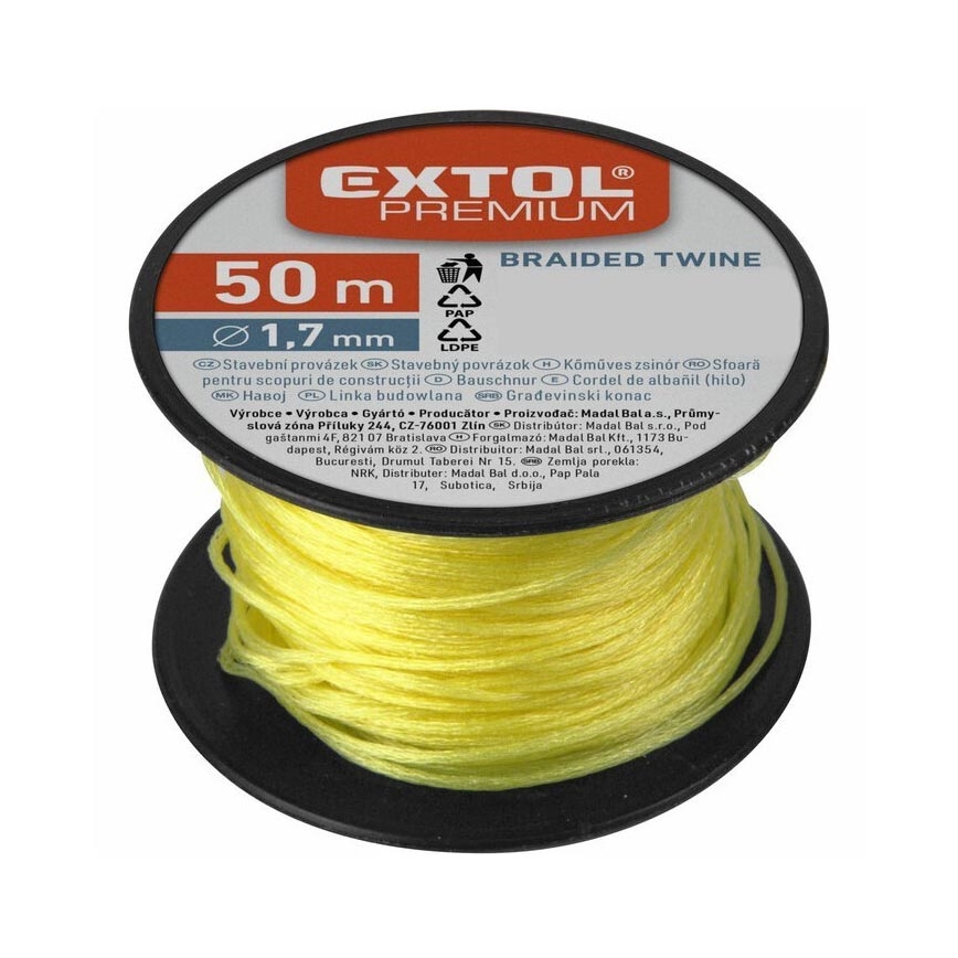 Extol Premium - Rakennusnaru 1,7mm x 50m keltainen