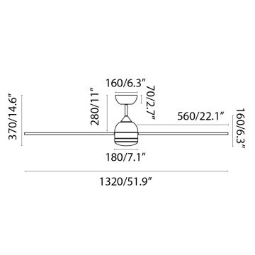 FARO 33524WP - LED Kattotuuletin POROS L LED/19W/230V d. 132 cm SMART + RC