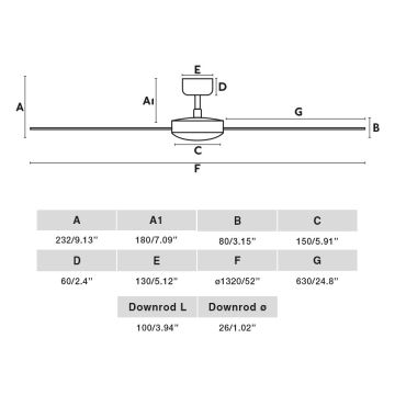 FARO 34298WP - Kattotuuletin RUDDER L musta halkaisija 132 cm SMART + kauko-ohjaus