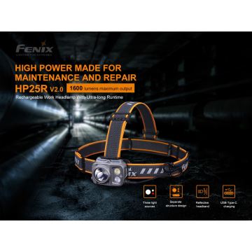 Fenix HP25RV20 - LED Himmennettävä rechargeable headlamp 3xLED/1x21700 IP66 1600 lm 800 h
