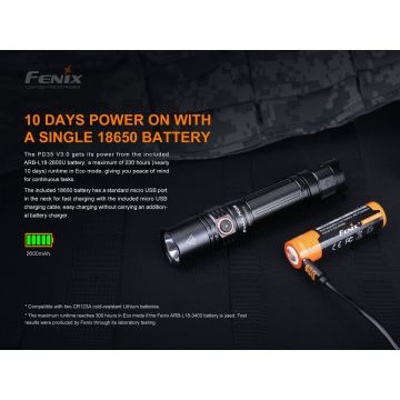 Fenix ​​PD35V30 - LED Ladattava taskulamppu LED/2xCR123A IP68 1700 lm 230 h