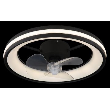 Globo - LED Himmennettävä kattovalaisin tuulettimella LED/30W/230V 2700-6500K musta + kauko-ohjaus