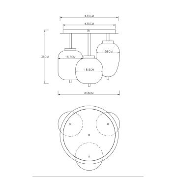 Globo - Pinta-asennettava kattokruunu 3xE14/40W/230V musta