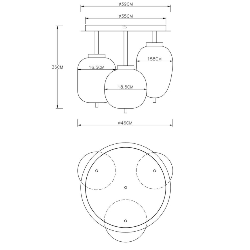 Globo - Pinta-asennettava kattokruunu 3xE14/40W/230V messinki