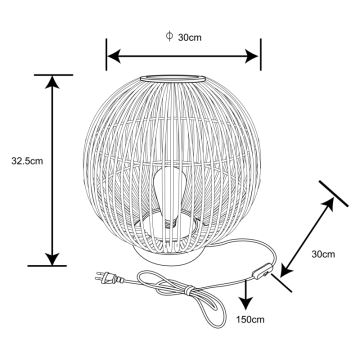 Globo - Pöytävalaisin 1xE27/60W230V bambu