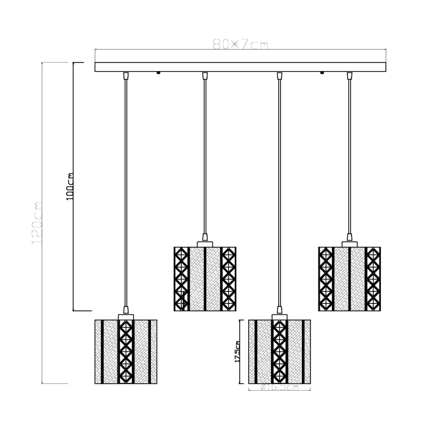 Globo - Kattokruunu johdossa 4xE27/60W/230V kulta/musta