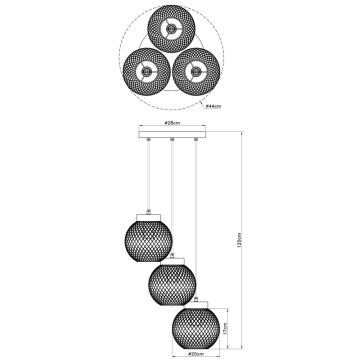 Globo - Kattokruunu narussa 3xE27/60W/230V