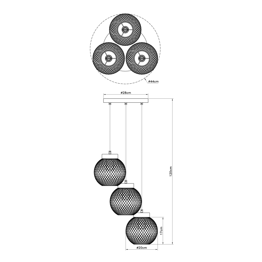 Globo - Kattokruunu narussa 3xE27/60W/230V